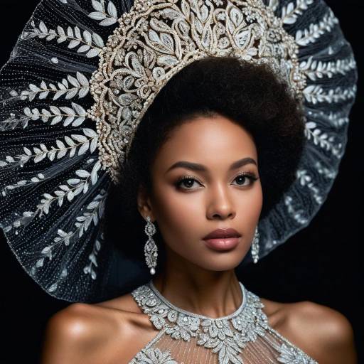 Elegant Afro-Colombian Woman in Tulle Gown