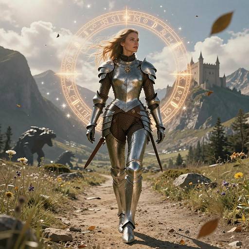 Fantasy Warrior in a Magical Landscape