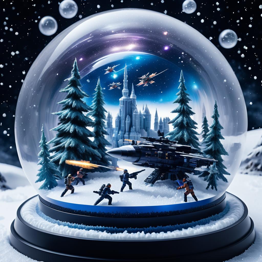 Epic Space Battle within a Snow Globe