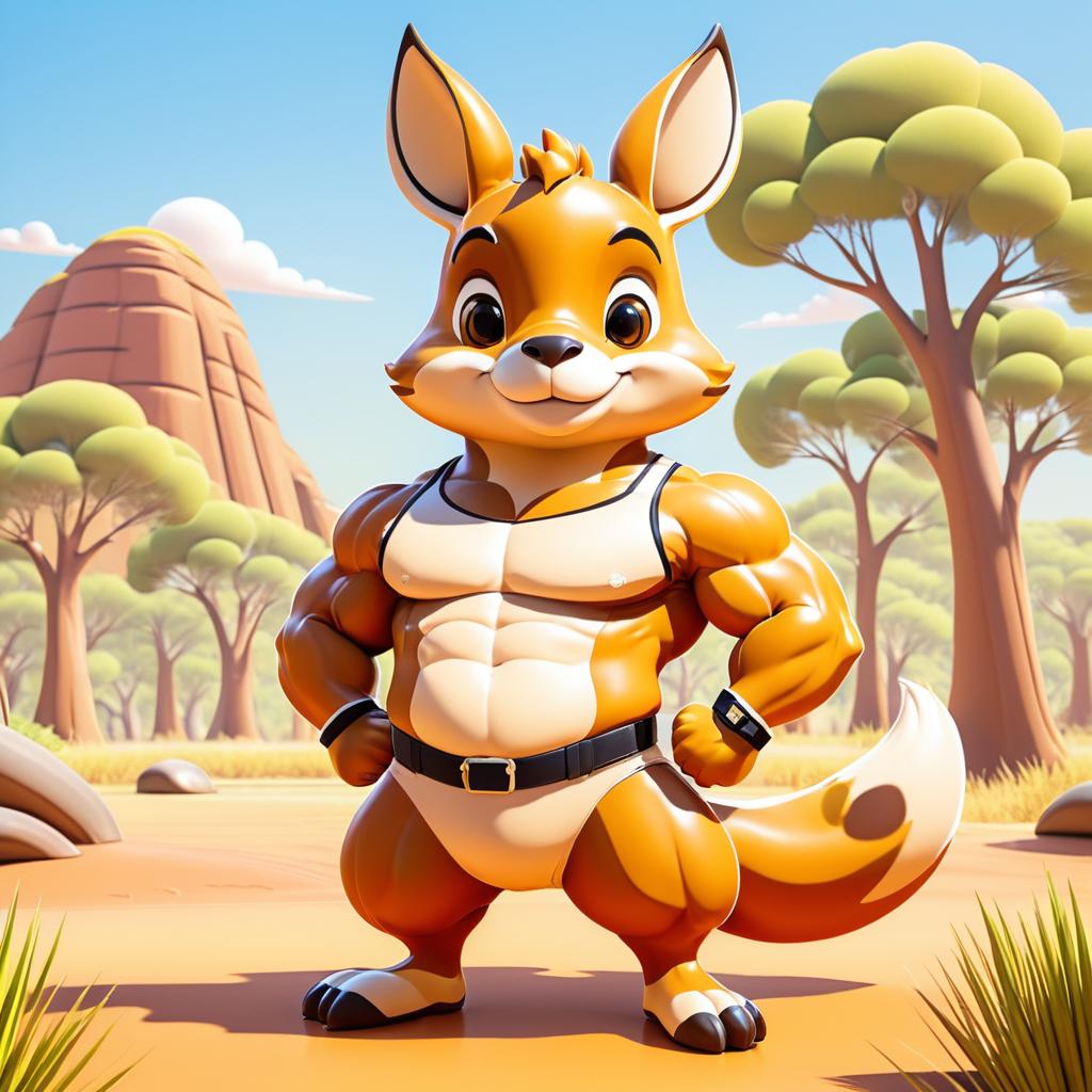 Kawaii Buff Kangaroo in Sunny Outback