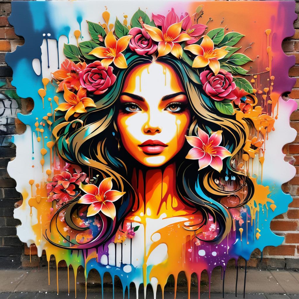 Vibrant Flower Siren Graffiti Artwork