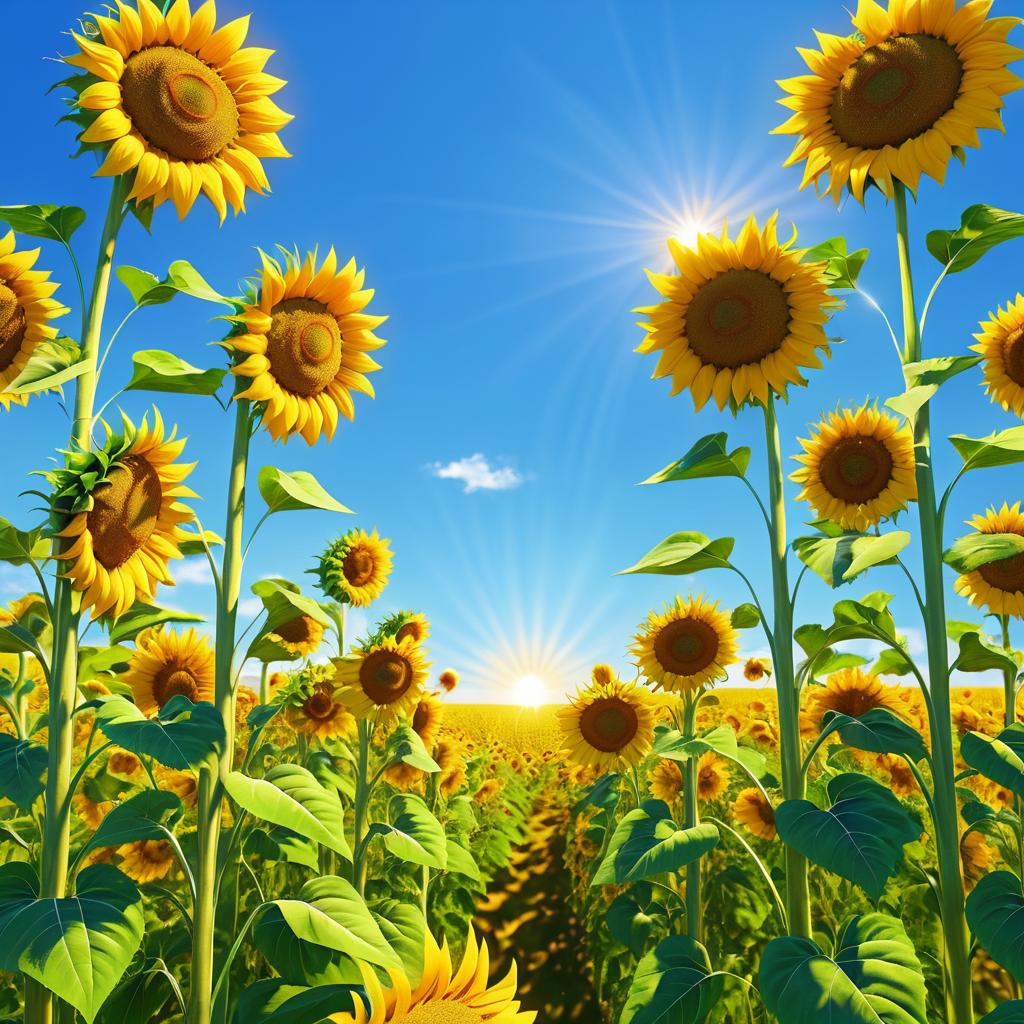 Stunning Sunflower Field Under Blue Sky