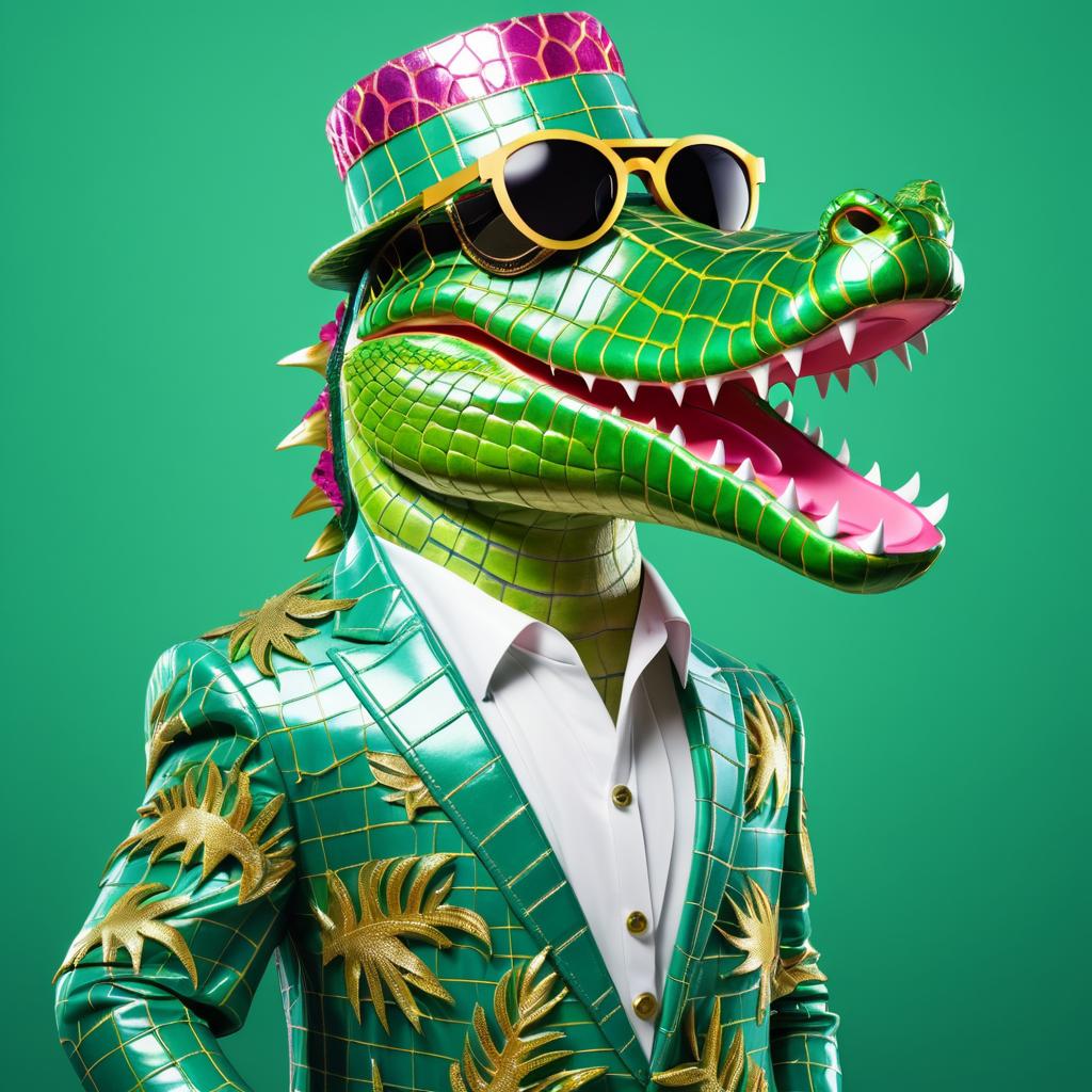 Crocodile Singer in Flashy Attire