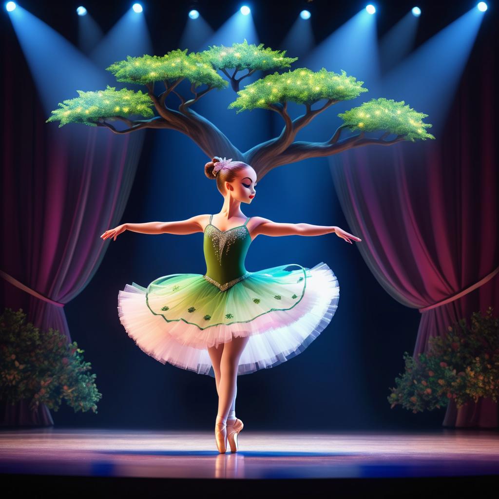 Ballet-Performing Cartoon Tree Artwork