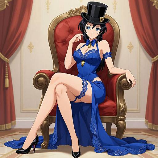 Elegant Devil Queen in Blue Lace