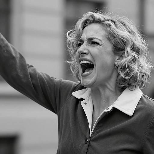 Screaming Woman in Black and White