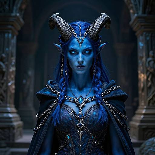 Luminous Blue Tiefling Portrait