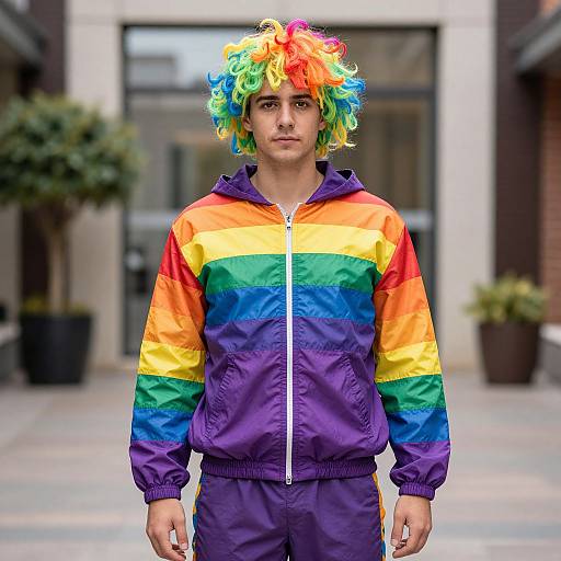 Man in Rainbow Purple Costume
