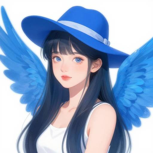 Girl with Blue Wings and Hat