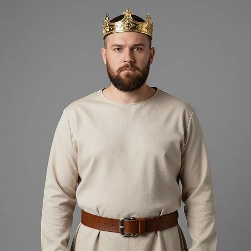 Portrait of Bearded Man in Ornate Crown