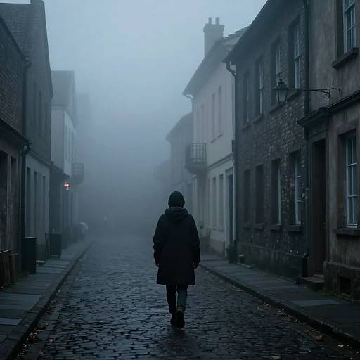 Solitary Figure in Foggy Street