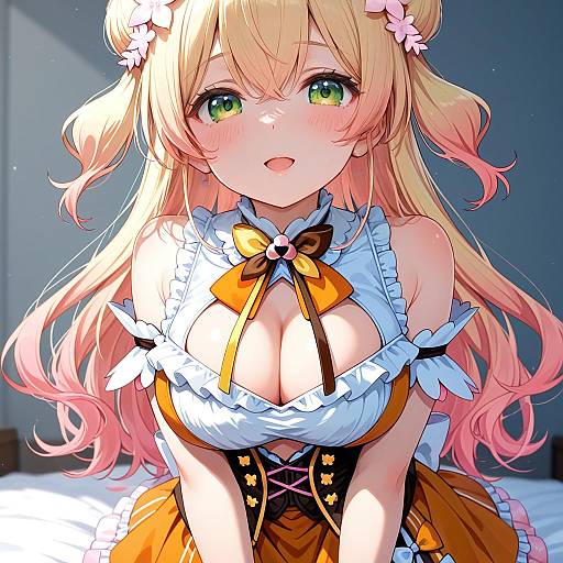 Illustration of Momosuzu nene (1st costume), hololive in the style of Okota mikan