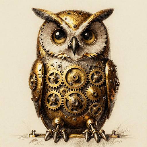 Steampunk Mechanical Owl Sketch