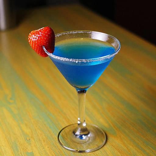 Vibrant Blue Cocktail with Strawberry