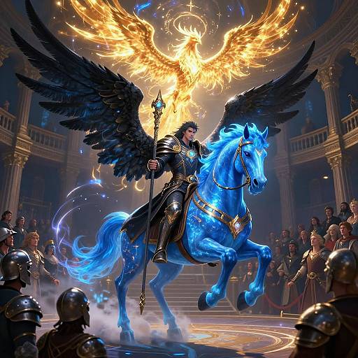 Winged Sorcerer Riding Magical Steed