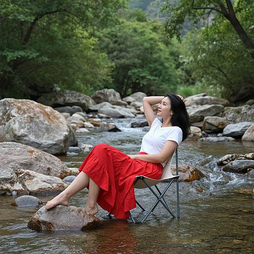 Graceful Woman at Serene Creek