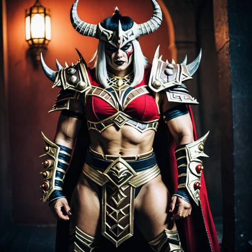 Woman in Shao Kahn Cosplay Costume