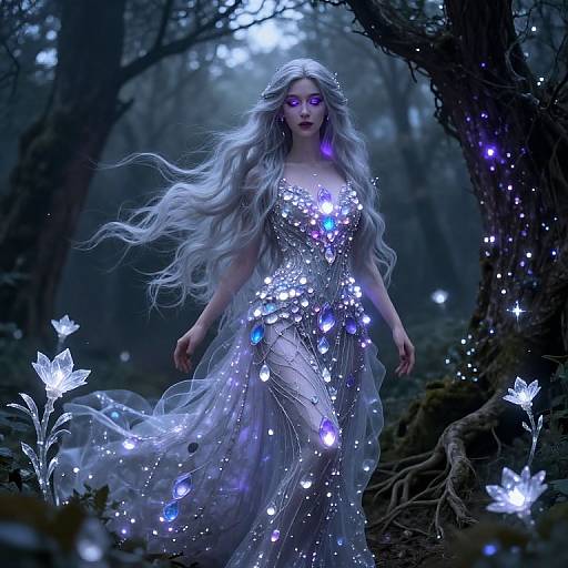 Mystical Crystal Witch in Enchanted Forest