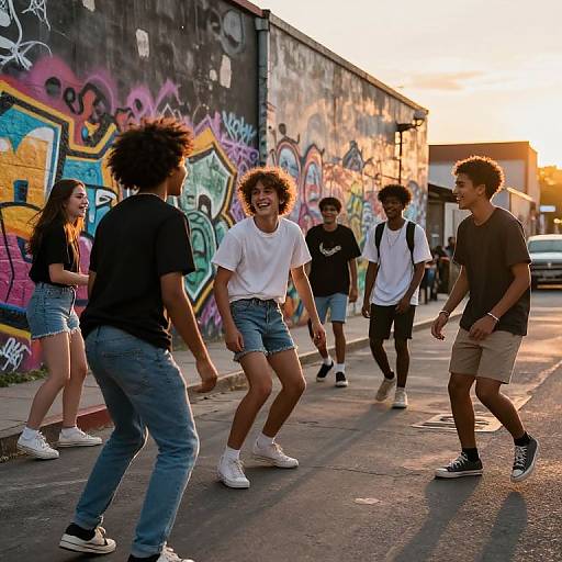 Vibrant Urban Youth Sunset Scene