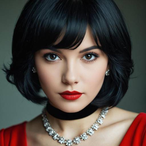 Elegant Female with Black Hair and Jewelry