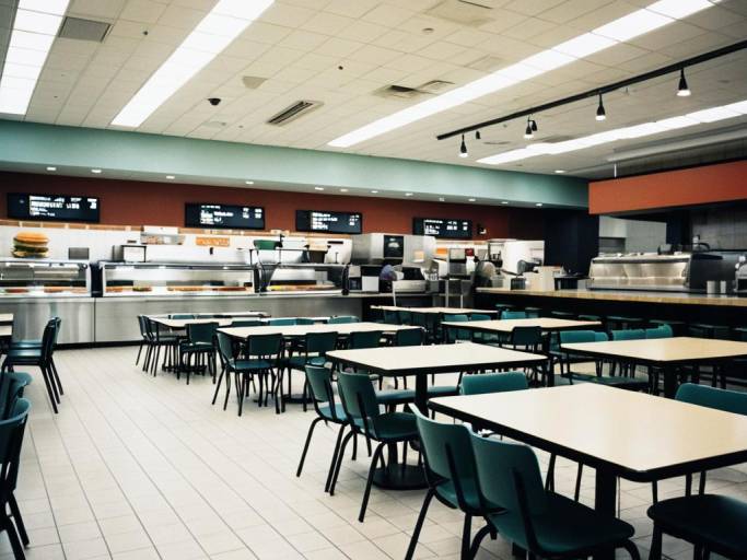 Vibrant Food Court Cafeteria Scene