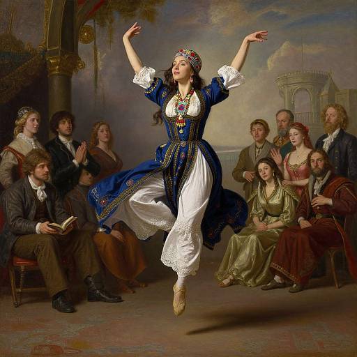 Surreal Romanian Dancer in Traditional Costume