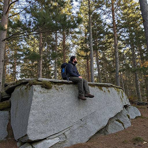 Bearded Hiker on Granite Outcrop