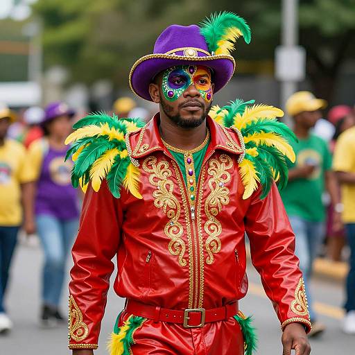 Vibrant Mardi Gras Carnival Costume Photo