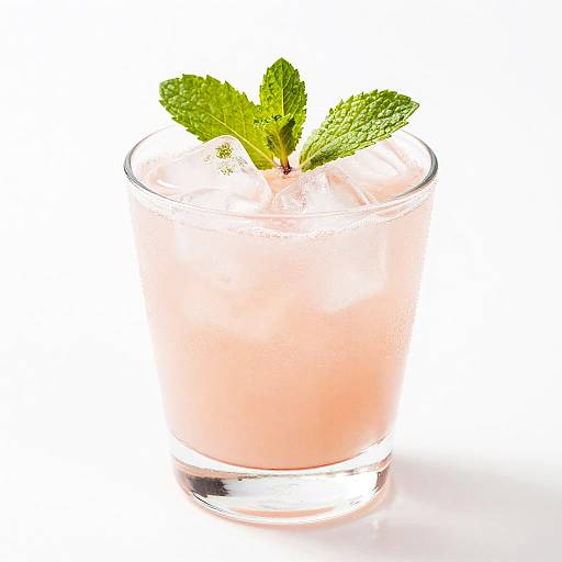Frosty Pink Cocktail with Mint Leaves