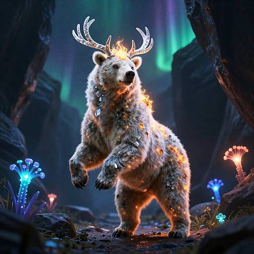 Majestic Centaur Bear with Glowing Antlers