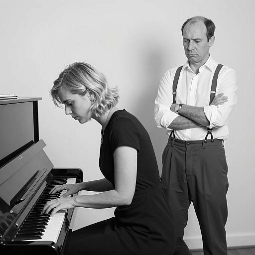 Black and White Piano Duo Portrait