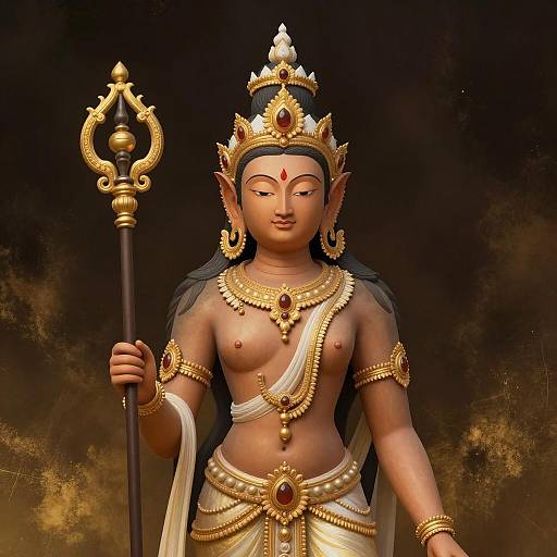 Elegant Deity Statue Digital Illustration