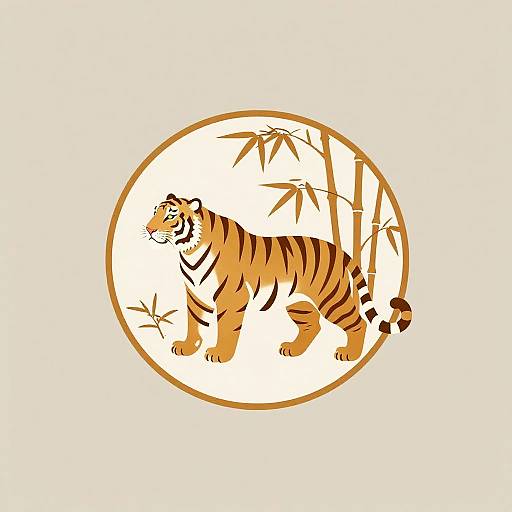 Minimalist Oriental Tiger Bamboo Logo