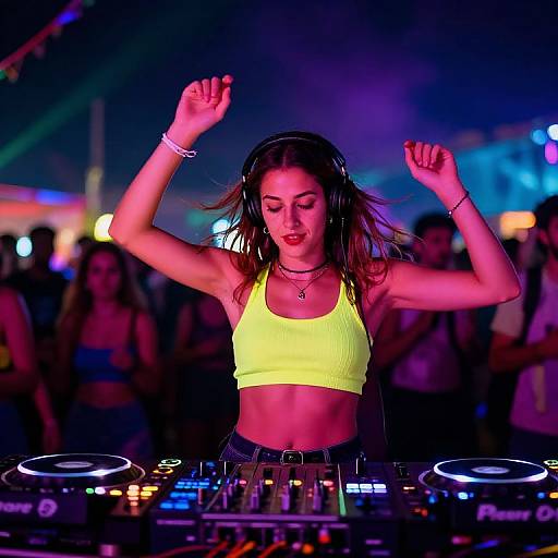 Neon Female DJ at Goa Festival