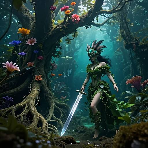 Surreal Aquatic Jungle Warrior