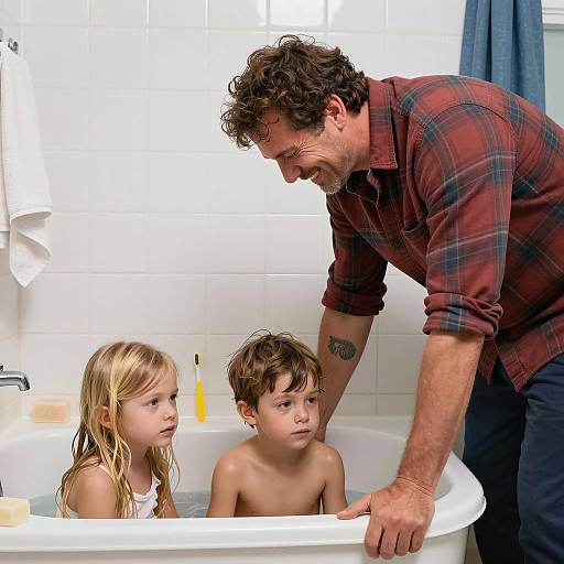 Family Bathroom Fun with Dad
