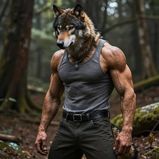 Seductive Black Wolf in Wilderness Setting