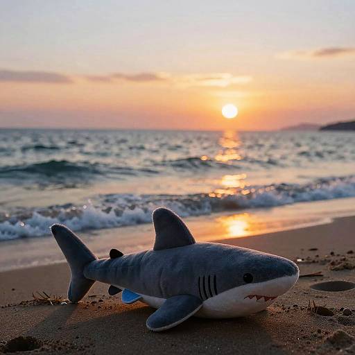 Sunset Blahaj Over Sea Shore