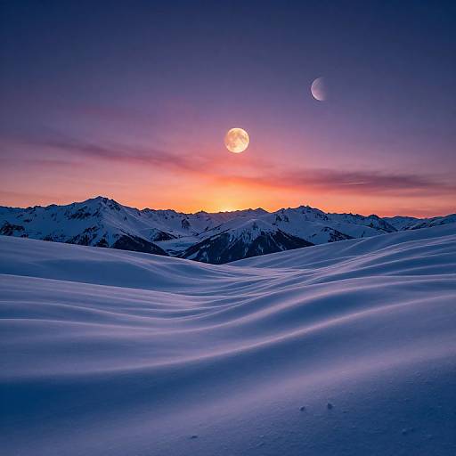 Surreal Twilight Snowy Mountainscape