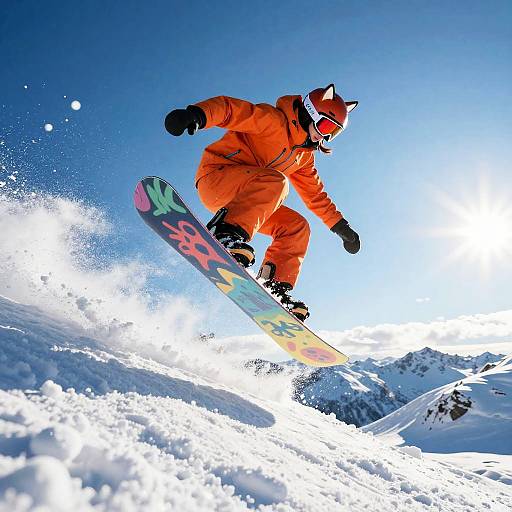 Snowboarder with Fox Helmet in Air