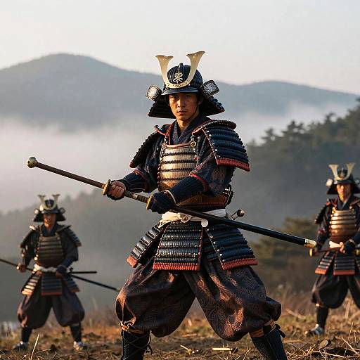 Fujiwara Samurai at Dawn Battle