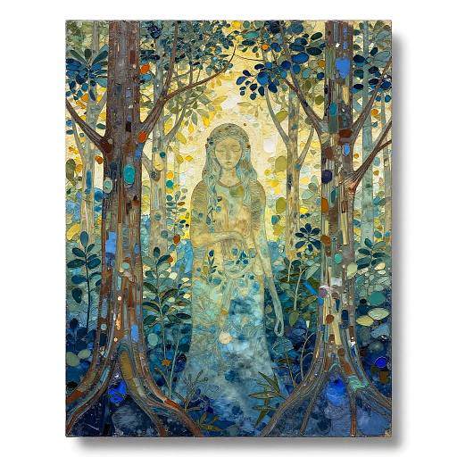 Abstract Encaustic Forest Guardian