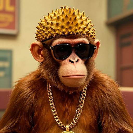 Vintage Hip-Hop Monkey Portrait