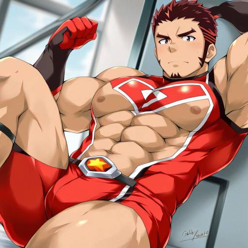 Illustration of Akashi (live a hero), live a hero in the style of Gakky