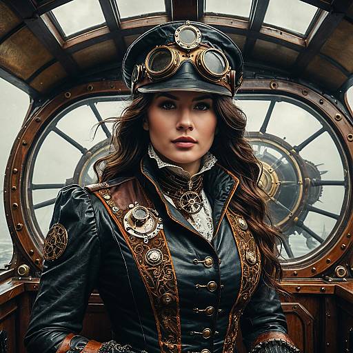 Steampunk Aviator in Victorian Airship