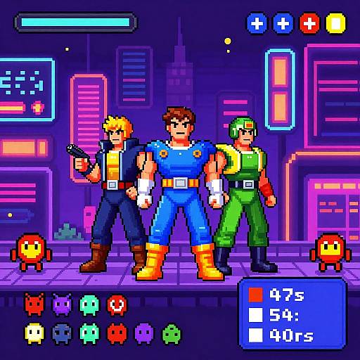 80s Cyberpunk Pixel Art Scene