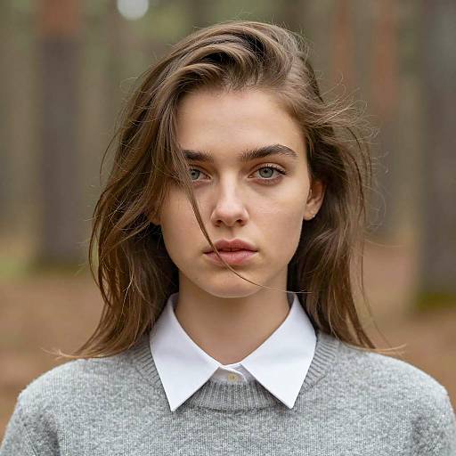 Young Woman in Sweater Amidst Nature