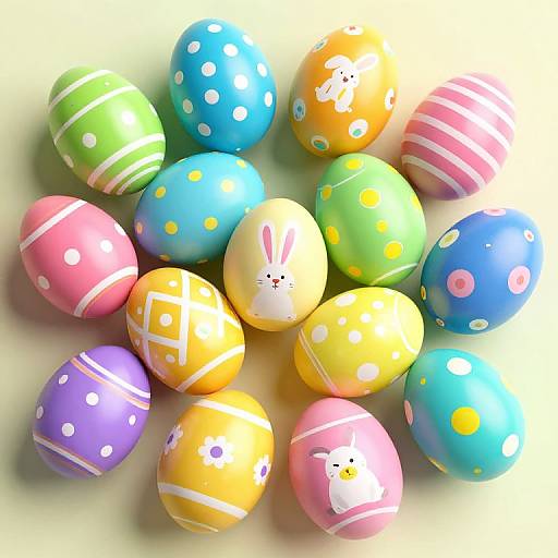Colorful Easter Eggs with Bunny Motifs