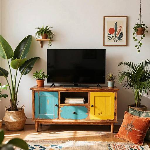 Eclectic Bohemian Colorful TV Stand
