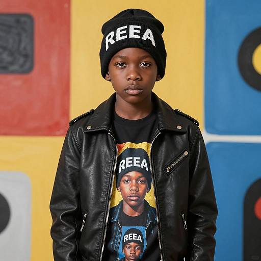 Serious Young Boy in Artistic Urban Attire